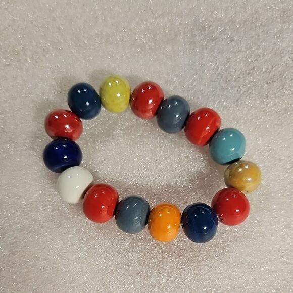 Ceramic Beaded Bracelets, Colorful Glazed Ceramic Beads Bracelets Bohem - Picture 1 of 1